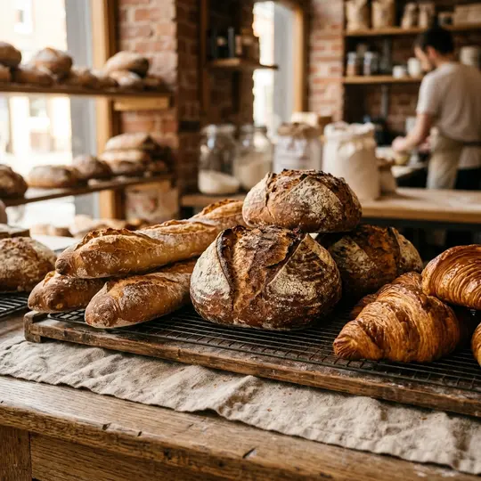 Bread and pastry on the counter