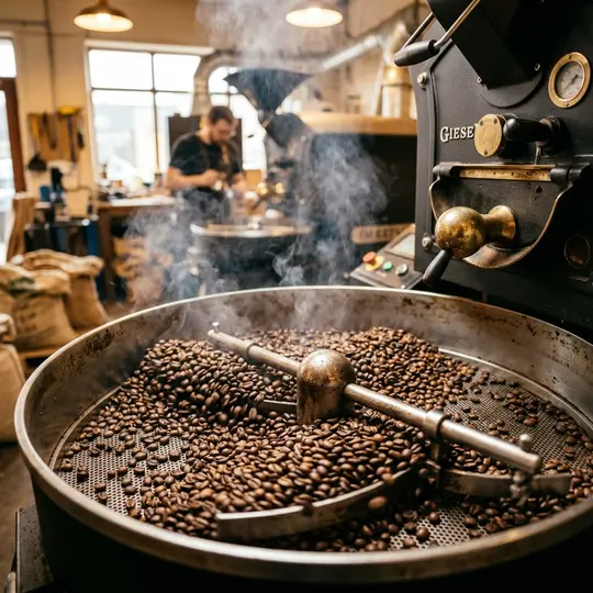 Coffee beans being roasted