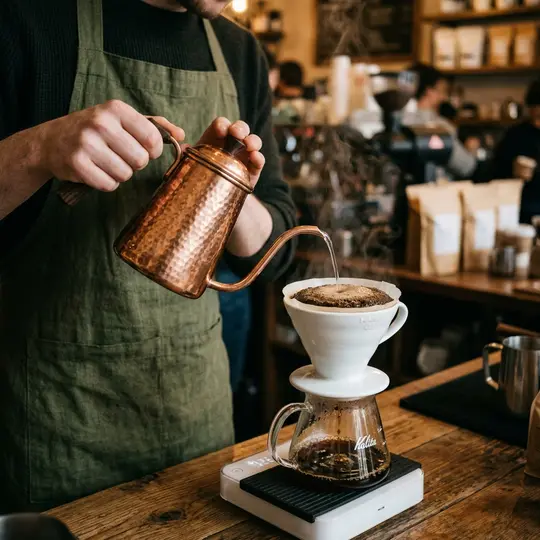 Pour-over coffee being brewed